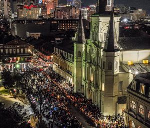 Drone photo of the 2023 Joan of Arc parade by Marco Rasi