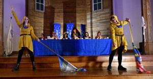 NOLA Angels flag corps performs at the 2025 medieval banquet